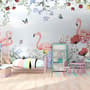 Flamingo with Colorful Floral Wallpaper Mural