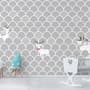 Kids Gray Fishscale Pattern and White Deer Wallpaper Mural
