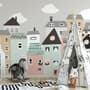 Papier peint panoramique de la petite maison scandinave des enfants