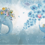 Cartoon Blue Elephant Wallpaper Mural