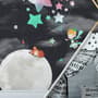 Little Prince and Moon with Watercolor Stars Wallpaper Mural