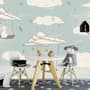 Kids Paper Plane and Animal Wallpaper Mural