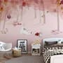 Pink Forest with Cats and Owl Wallpaper Mural