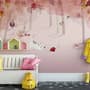 Pink Forest with Cats and Owl Wallpaper Mural