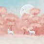 Pink Forest and Horned Deer Wallpaper Mural