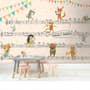 Cartoon Animals on Music Notes Wallpaper Mural