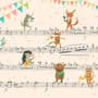 Cartoon Animals on Music Notes Wallpaper Mural
