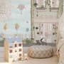 Panda Bear with Balloons  in front of Floral Garden Home Kids Wallpaper Mural