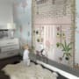 Panda Bear with Balloons  in front of Floral Garden Home Kids Wallpaper Mural