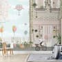Panda Bear with Balloons  in front of Floral Garden Home Kids Wallpaper Mural