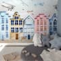 Helicopters on Colorful Amsterdam Style Houses Wallpaper Mural