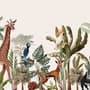 Aquarell Dschungel und Safari Tiere Fototapete