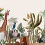 Aquarell Dschungel und Safari Tiere Fototapete
