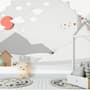 Papier peint panoramique paysage montagneux blanc et gris pour enfants