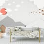 Papier peint panoramique paysage montagneux blanc et gris pour enfants
