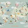 Kids World Atlas with Animals Wallpaper Mural