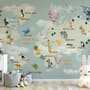 Kids World Atlas with Animals Wallpaper Mural