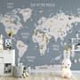 Papier peint carte du monde pour garçons avec animaux