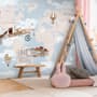 World Map with Hot Air Balloons and Helicopters Wallpaper Mural