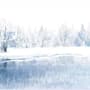 Aquarell Winterlandschaft und See Fototapete