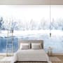 Aquarell Winterlandschaft und See Fototapete