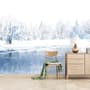 Aquarell Winterlandschaft und See Fototapete