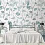 Blue Leaf Pattern Wallpaper Mural