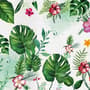 Colorful Mirabilis Flowers and Tropical Leaves Wallpaper Mural