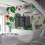 Colorful Mirabilis Flowers and Tropical Leaves Wallpaper Mural
