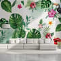 Colorful Mirabilis Flowers and Tropical Leaves Wallpaper Mural