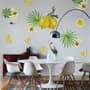 Yellow Lemon with Lily Florals Wall Decal Sticker