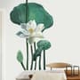 Watercolor White Lotus Floral and Leaves Wall Decal Sticker