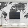 Black White Brick World Maps Wallpaper Mural