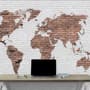 White Brown Brick World Maps Wallpaper Mural
