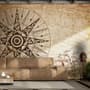 Vintage Map with Compass Wallpaper Mural