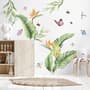 Cute Tropical Leaves and Flowers Wall Decal Sticker