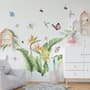 Cute Tropical Leaves and Flowers Wall Decal Sticker