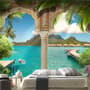 3D-Look Meereslandschaft mit luxuriösen arabischen Bögen Fototapete