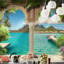 3D-Look Meereslandschaft mit luxuriösen arabischen Bögen Fototapete
