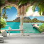 3D-Look Meereslandschaft mit luxuriösen arabischen Bögen Fototapete