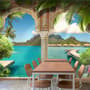 3D-Look Meereslandschaft mit luxuriösen arabischen Bögen Fototapete