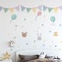Nursery Cute Animals with Colorful Bunting and Triangle Flags Wall Decal Sticker
