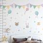 Nursery Cute Animals with Colorful Bunting and Triangle Flags Wall Decal Sticker