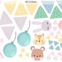 Nursery Cute Animals with Colorful Bunting and Triangle Flags Wall Decal Sticker