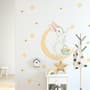 Nursery Cute Rabbit on the Crescent Moon and Yellow Stars Wall Decal Sticker