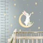 Nursery Cute Rabbit on the Crescent Moon and Yellow Stars Wall Decal Sticker