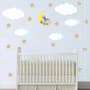 White Cloud and Stars Wall Decal Sticker