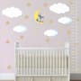 White Cloud and Stars Wall Decal Sticker