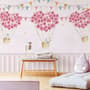 Flowery Hot Air Balloon with Rabbits Wallpaper Mural