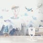 Aquarell-Stil Kinderlandschaft mit süßem Hasen Fototapete